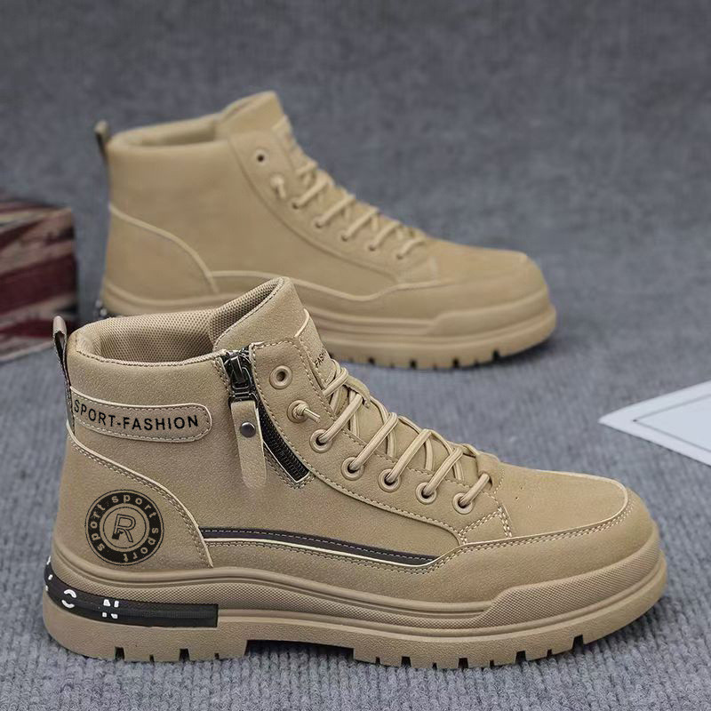 ฤดูใบไม้ร่วง High-Top Martin รองเท้าชายสไตล์อังกฤษ Retro กันน้ํา Anti-Slip กลางแจ้งทํางานแรงงานป้องกันโดยรวมรองเท้า