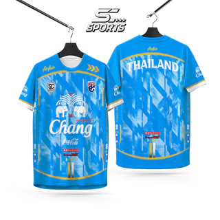 เสื้อกีฬาผ้าพิมพ์ลายสปอนเซอร์ ช้าง-01-ฟ้า ผ้าไมโครโพลีเอสเตอร์ แห้งเร็ว ใส่สบาย ไซส์ S-4XL
