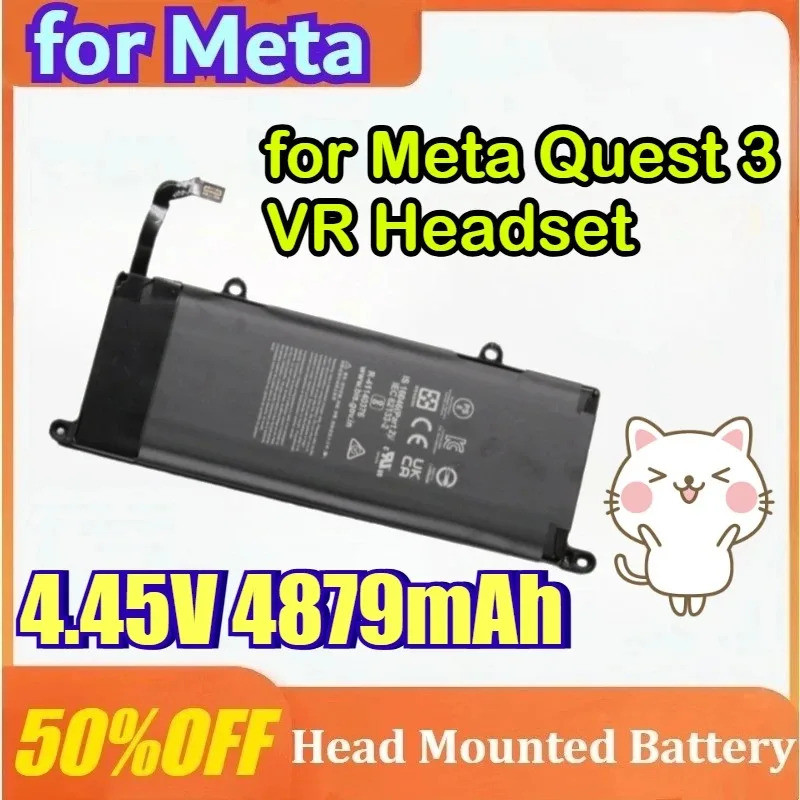 ใหม่ 4.45V 4879mAh สําหรับ Meta Quest 3 VR ชุดหูฟัง Li-ion ไม่มีชายแดน แบตเตอรี่หัวติดตั้งแบตเตอรี่อ