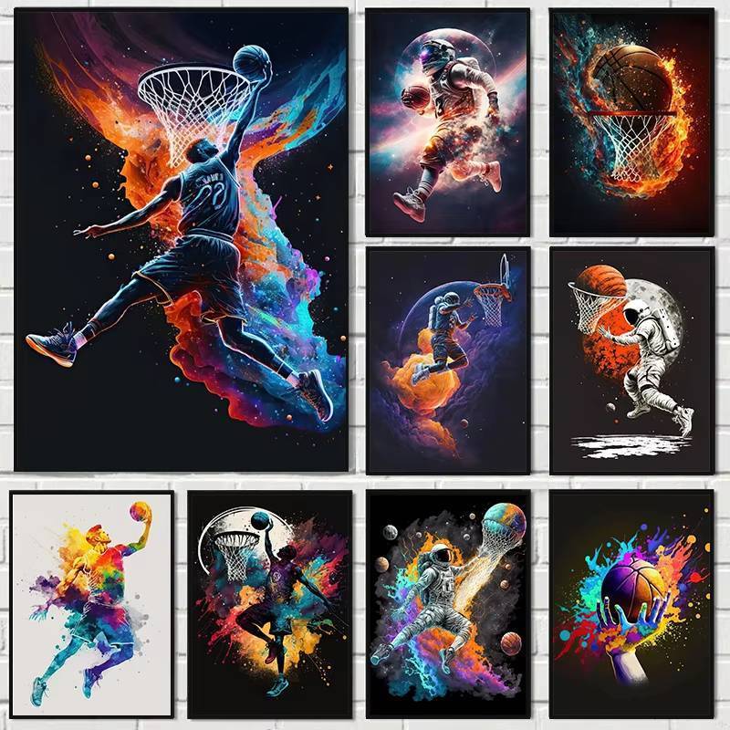 Nordic Colorful Sport Basketball Posters Prints Canvas Painting Sports Wall Art Picture for Kid Teen