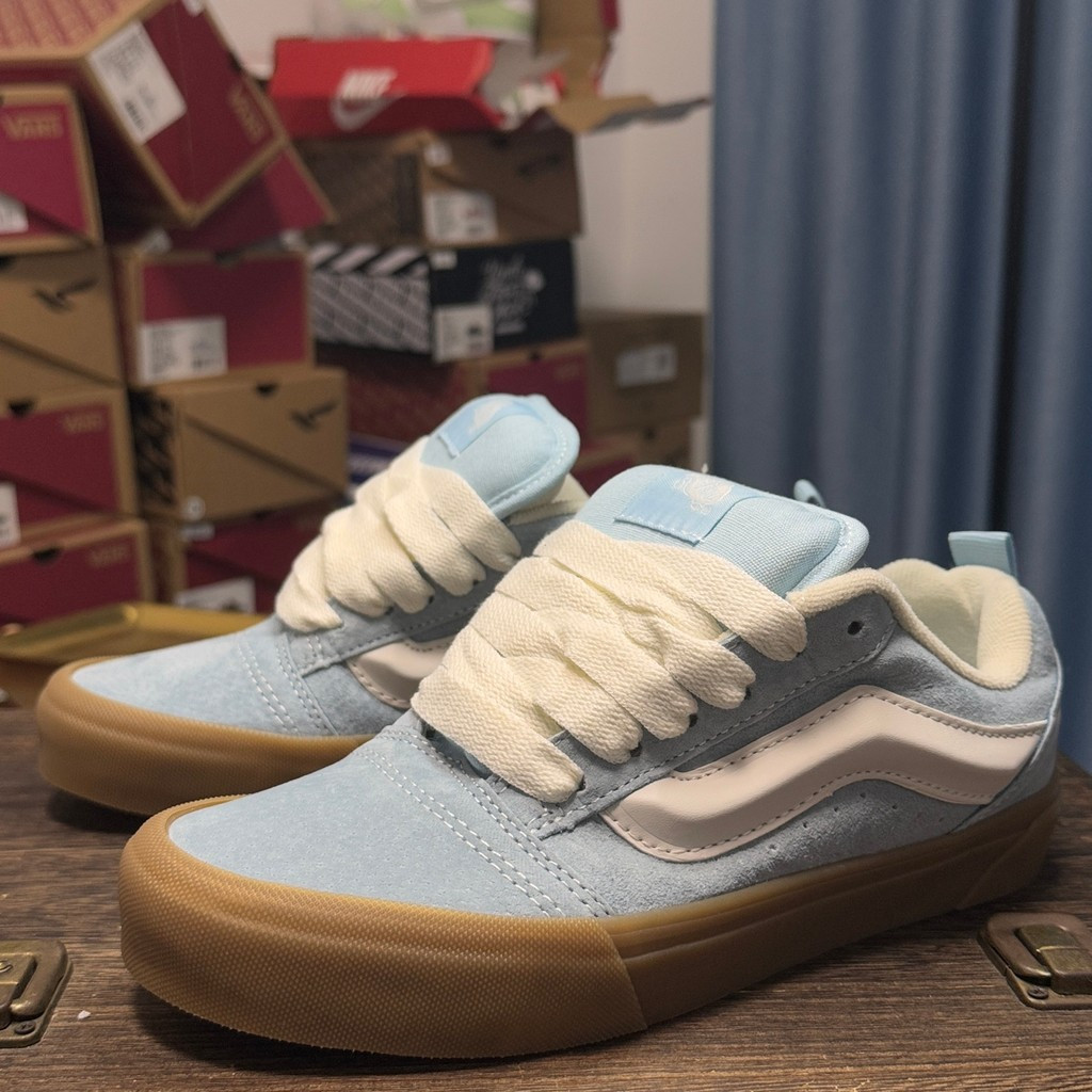 Vans Knu Skool รองเท้าบอร์ดลําลองหนังกลับสีน้ําเงิน