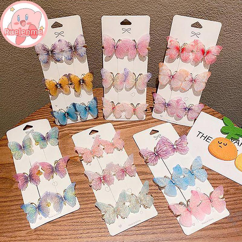 Uelenme สุ่มสีสันผีเสื้อ Hairpins สาวคลิปผม Barrettes ผู้หญิงหวานผมเครื่องประดับ Rainbow Headwear แฟชั่นอุปกรณ์เสริมผม TH