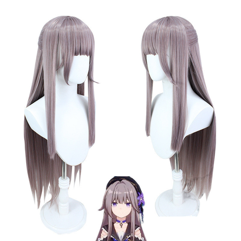 Broken Star Dome Railway BLACK TOWER Cos Wig Cosplay Wig Gray Purple Long Straight Hair Wig sUCo
