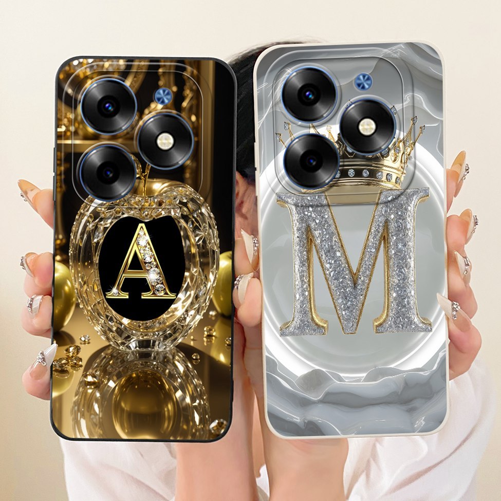 Tecno Spark Go 2024 กรณี BG6 ความงามหรูหรา AZ ตัวอักษรแฟชั่น Crown 2D ทาสีปลอก Techno Spark Go 2024