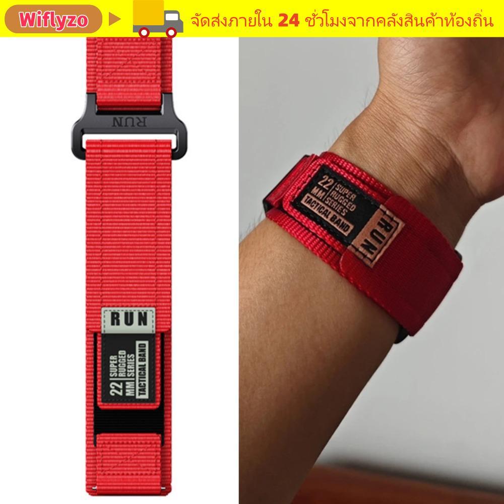 WIFLYZO สายรัด Easy Fit, สายรัดข้อมือไนลอน 20 22 มม., สายนาฬิกาสไตล์สปอร์ตสําหรับ Forerunner / Active / Vivoactive 4 / Huawei Watch / Watch