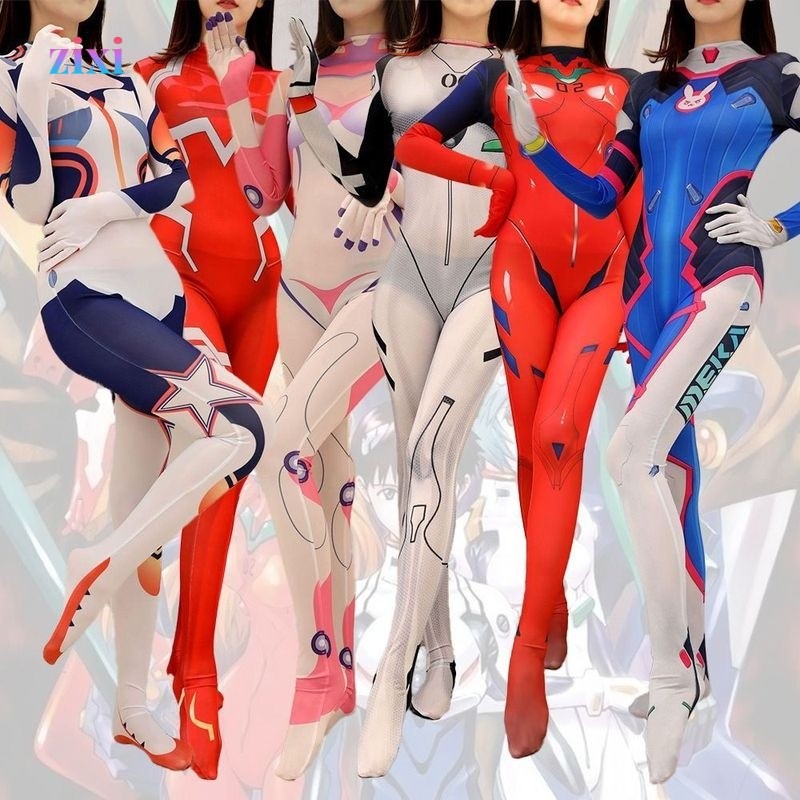 ชุดบอดี้สูทฮาโลวีน DVA Da Ji Overwatch Asuka Kiana คอสเพลย์ชุด Evangelion