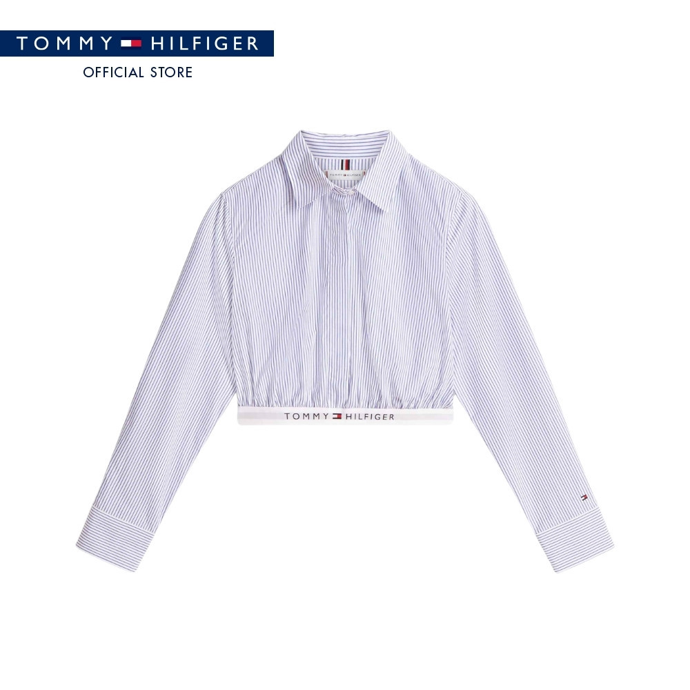 Tommy Hilfiger เสื้อเชิ๊ต ผู้หญิง รุ่น WW0WW48903 0Y9 - สีน้ำเงิน ทรง Regular