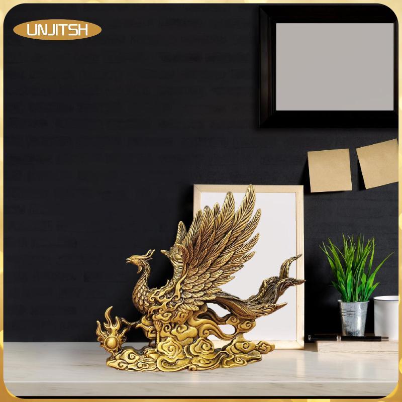 [unjitsh] ทองเหลือง Phoenix Sculpture รูปปั้นทองแดงสําหรับห้องนั่งเล่น Home Office Desk Decor