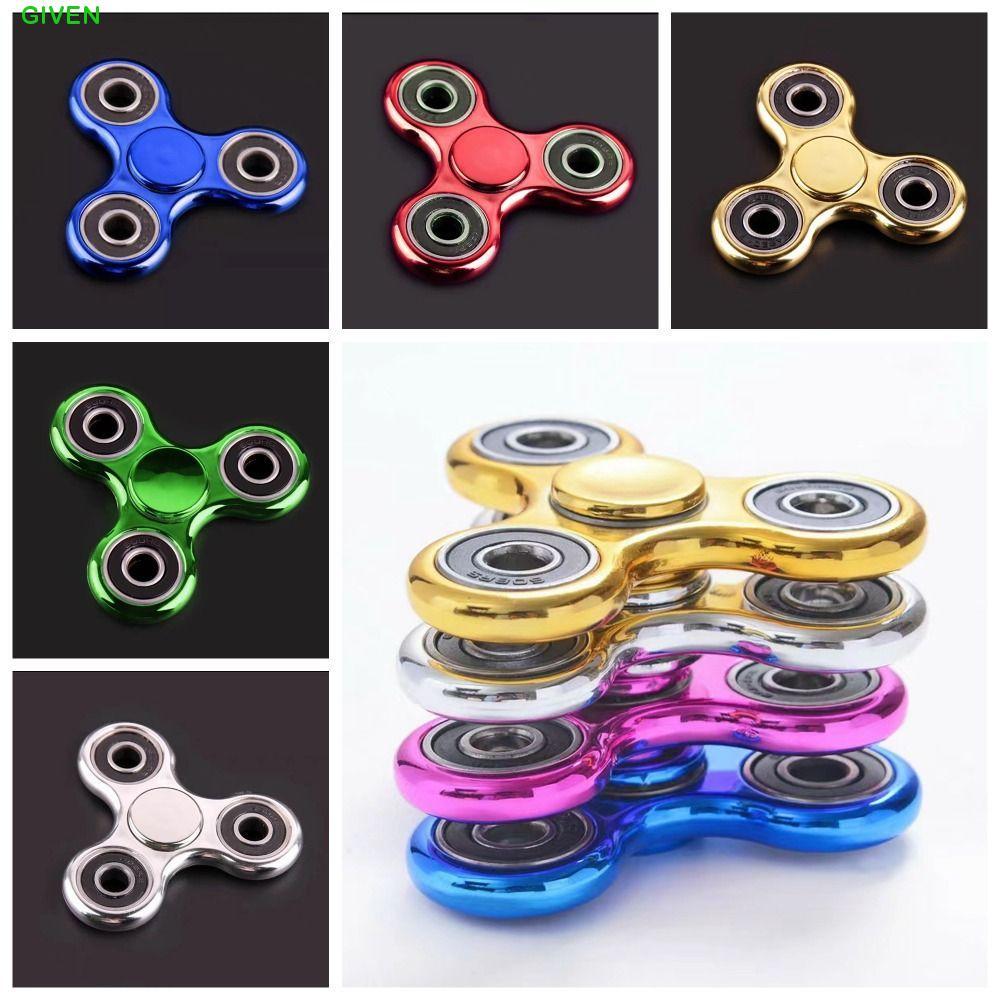 GIVEN ปลายนิ้ว Gyroscope, ที่น่าสนใจ 4 แบริ่ง Hand Spinner, ของเล่นปลายนิ้วชุบ Fidget ของเล่นสีทึบปล