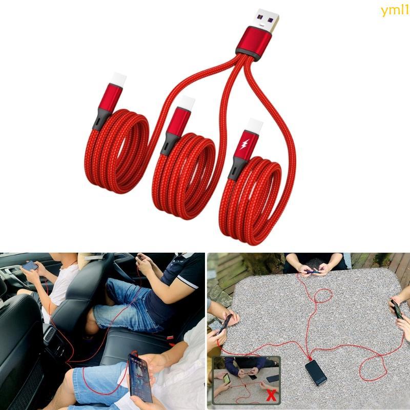 Yml1 3 in 1 สาย USB USB ถึง 3x Type-C Connector สายไฟสายไฟชาร์จเร็ว