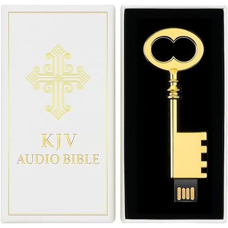 The KJV Audio Bible Read By Christopher Glyn™ - Key Shaped USB Audio Bible Player in Premium Gift Bo