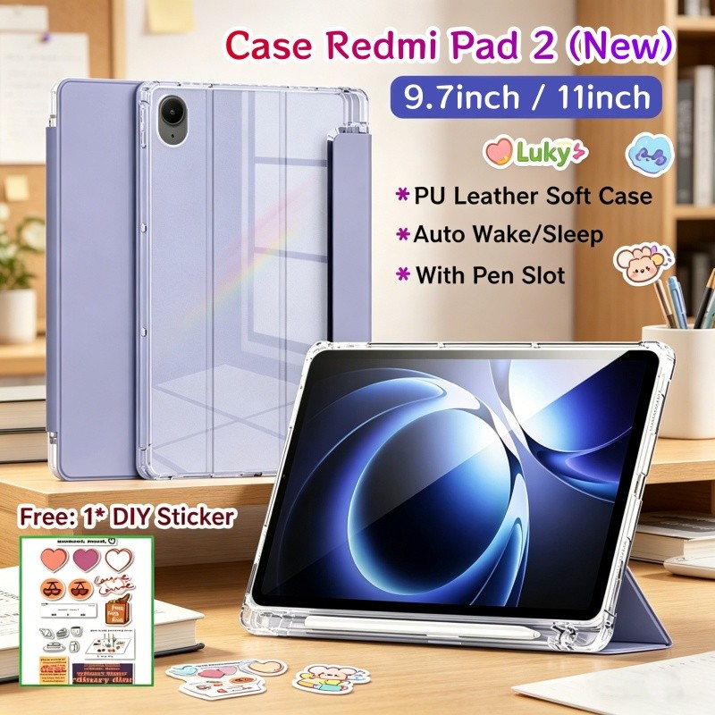 ปลอก RedMi Pad 2 9.7 นิ้วพร้อมช่องเสียบปากกาเคสแม่เหล็ก RedMi Pad 2 11 นิ้วพร้อมด้านหลังโปร่งใส Xiaomi Redmi Pad 2 SE 9.7 "
