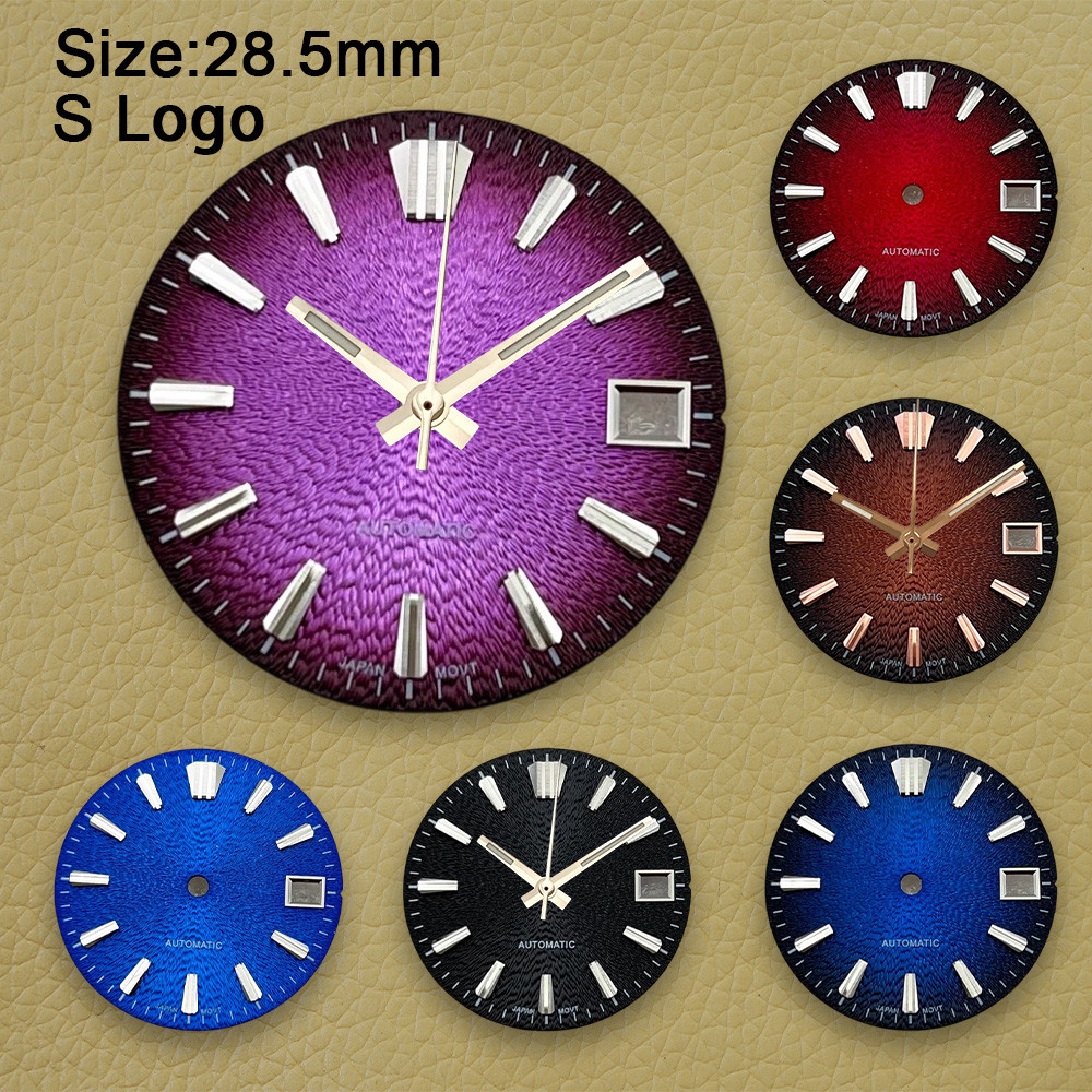QX คุณภาพสูง 28.5 มม.S โลโก้ Gradient สีม่วง Dial Fit NH35/NH36/4R/7S การเคลื่อนไหวไม่มี Luminous นา