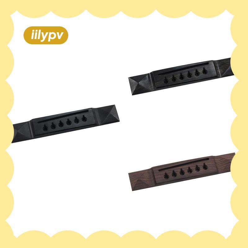 [ilypv] Ebony Pyramid Guitar Bridge กีตาร์โปร่งสะพานไม้พร้อมอานสําหรับเครื่องมือกีตาร์พื้นฐานและอุปก