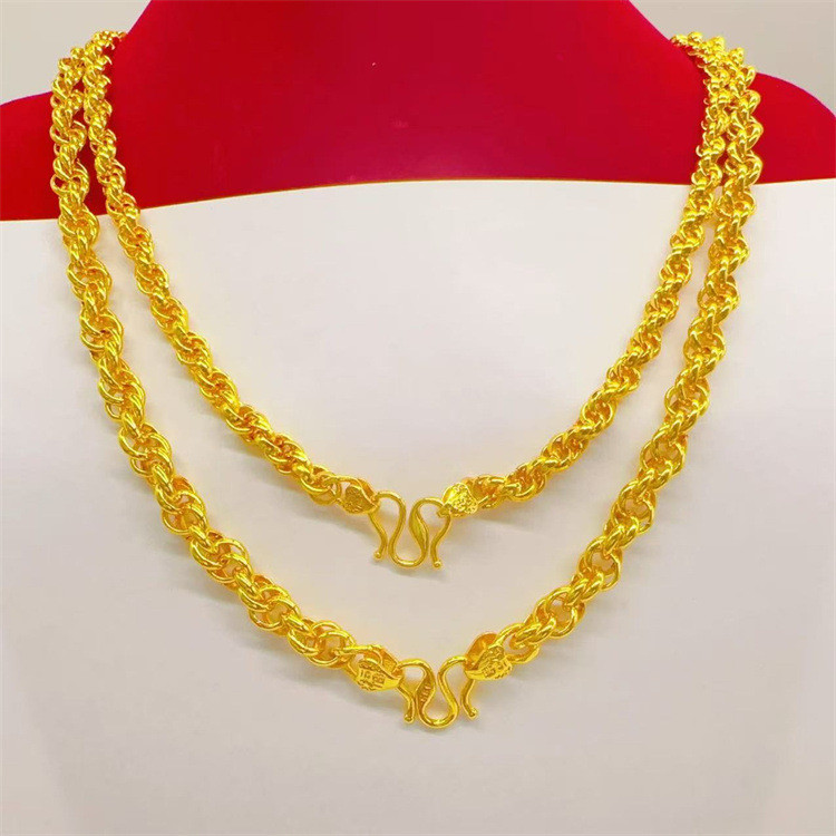 เหรียญ-Plated ผู้ชายเวียดนามทองเหลืองพื้นผิว Osa Gold Head สร้อยคอเครื่องประดับ Twist Gold-Plated Gl