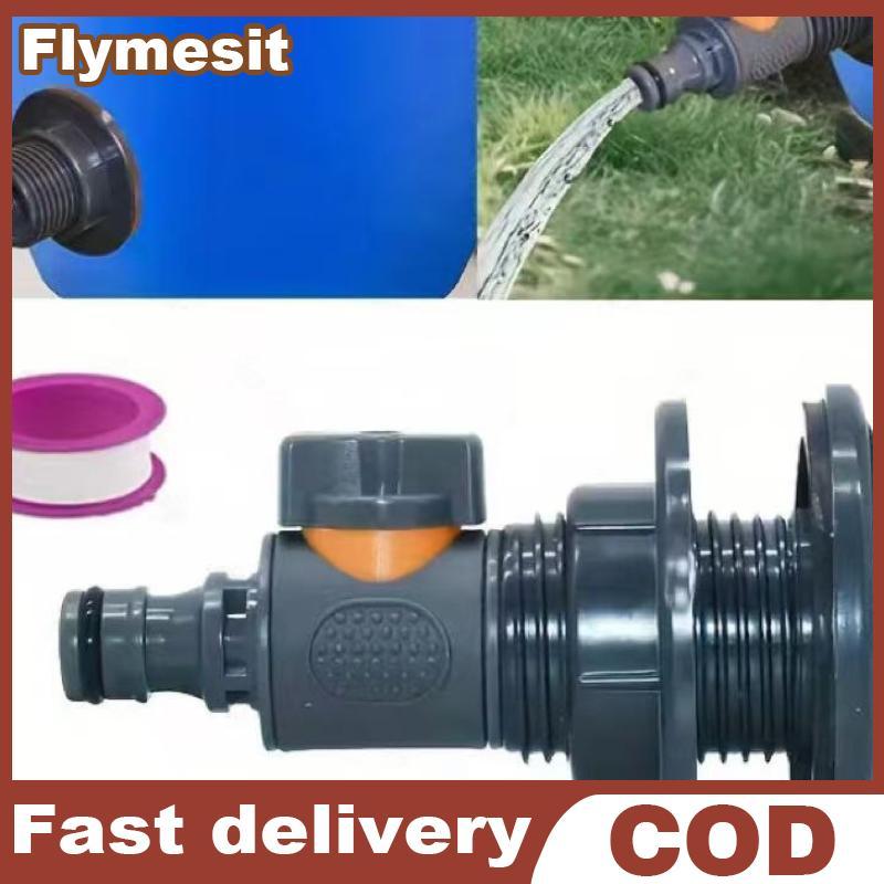 Flymesit อะแดปเตอร์ถังน้ํา PVC, อะแดปเตอร์ถังน้ําทนทานพร้อมวาล์ว, ชุดขั้วต่อคอลเลกชันน้ําฝนการติดตั้ง Qui EN
