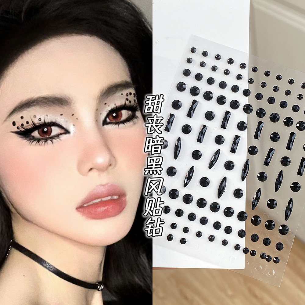 Black Diamond Dark Style Face Accessories Square Oval Diamond Face Eye Corner cos Makeup Halloween M