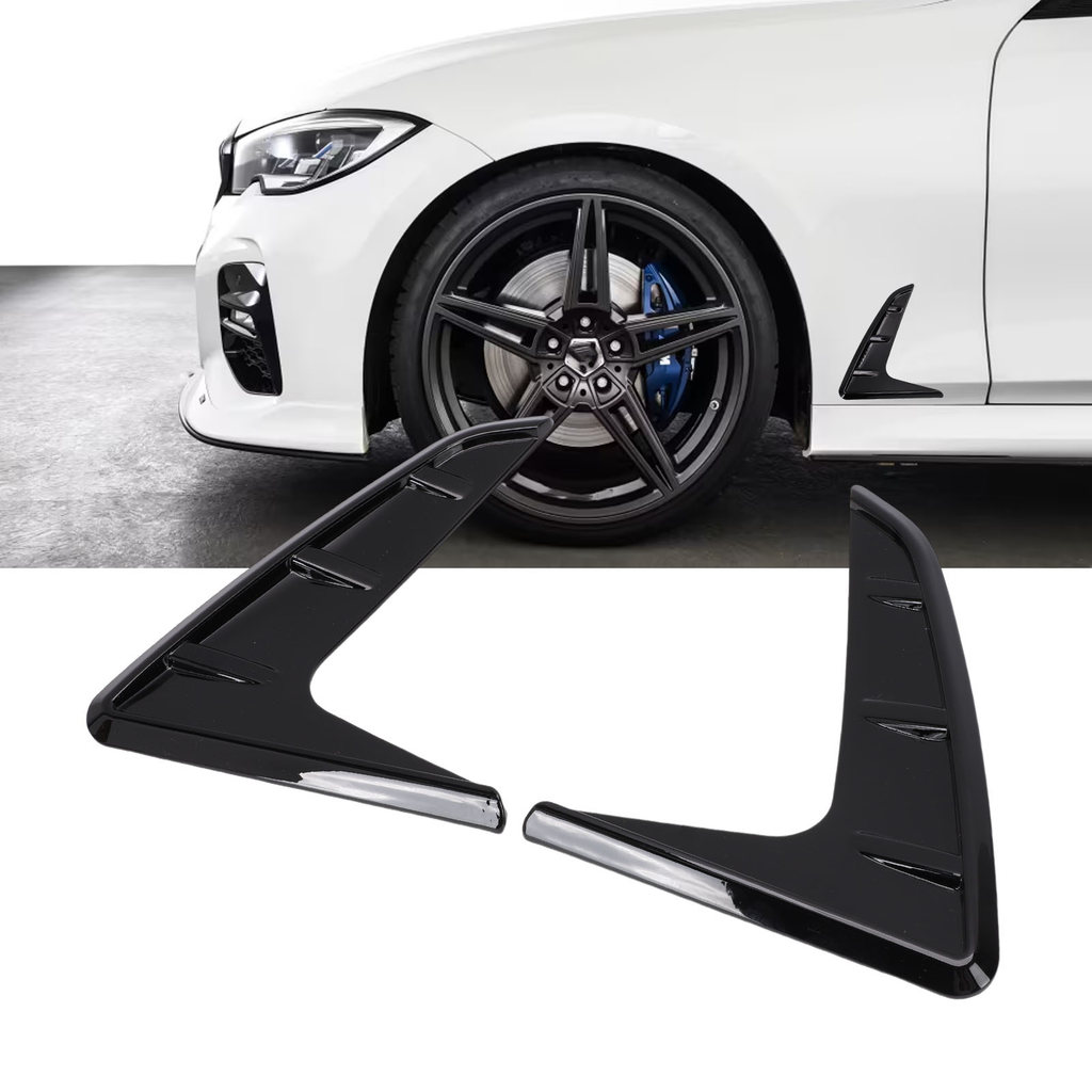[JAD] Air Flow Intake Hole Grille ABS สไตล์สปอร์ตรถด้านข้าง Wing Air Flow Fender Vent สําหรับ 3 Series G20 G21 2019-Later Glossy Black
