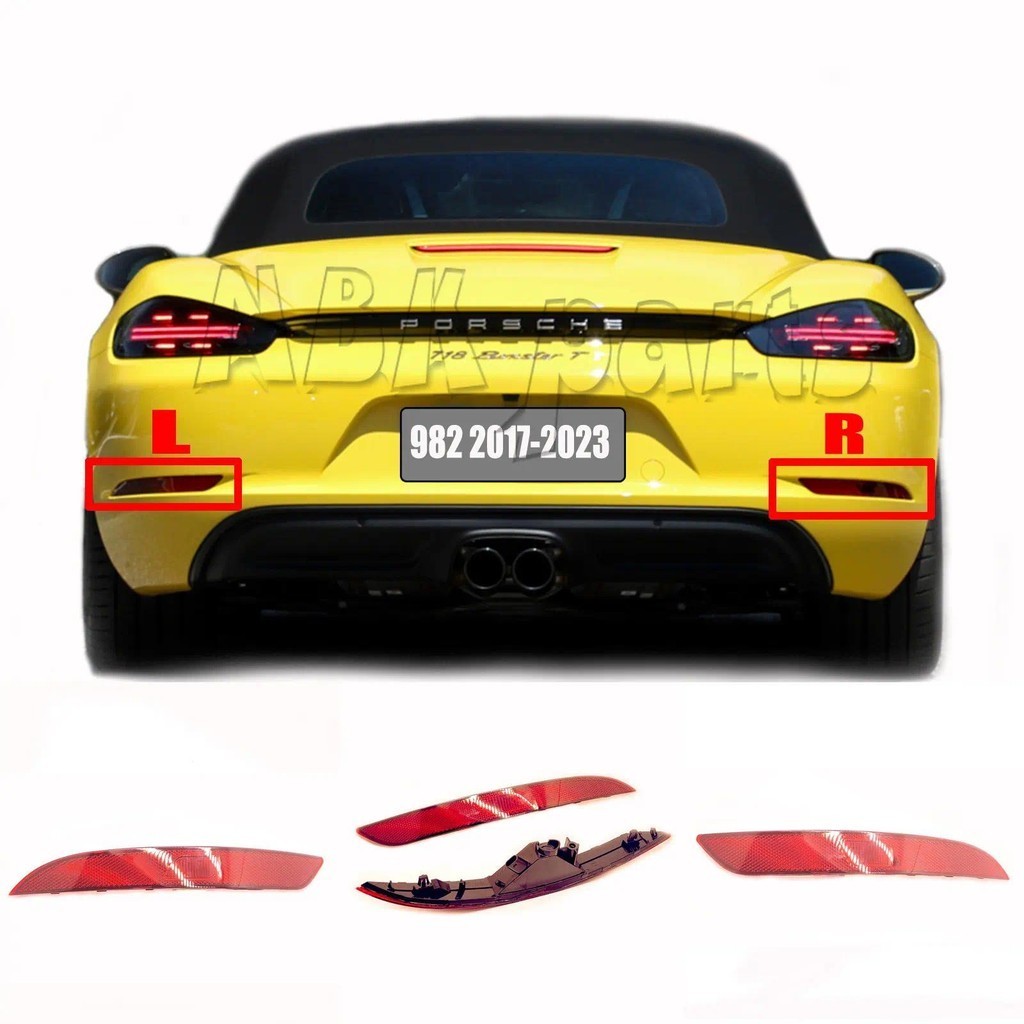 ด้านหลัง 2in1 หมอก Reflector สําหรับ 17-23 Porsche 981 Fit 718 Cayman Boxster Turbo S GTS ฐานเปิดประ