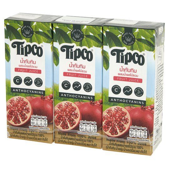 [สินค้าส่งด่วน] ทิปโก้น้ำทับทิม+ผลไม้รวม100%200มล. แพ็ค 3 TIPCO POMEGRANATE + MIXED FRUIT JUICE100 PACK 3