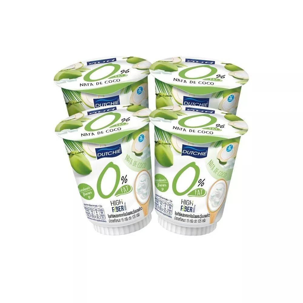 [สินค้าส่งด่วน] ดัชชี่ โยเกิร์ต ไขมัน 0% ผสมวุ้นมะพร้าว 125 กรัม แพ็ค 4 DUTCHIE YOGURT 0% FAT WITH NATA DE COCO
