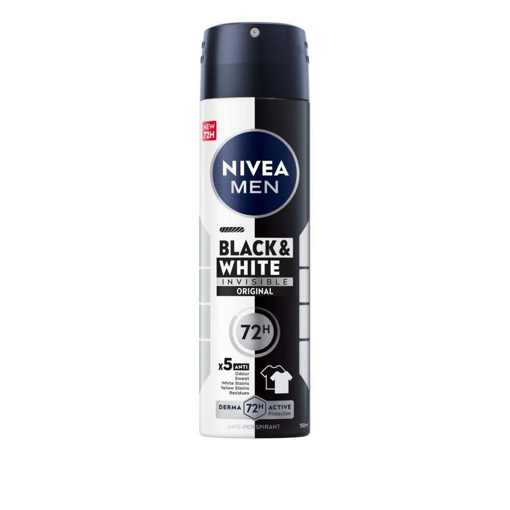 นีเวียฟอร์เมนดีโอสเปรเบิลแบล็คไวท์150มล NIVEA FOR MEN DEO SPRAY BLACK N WHITE150