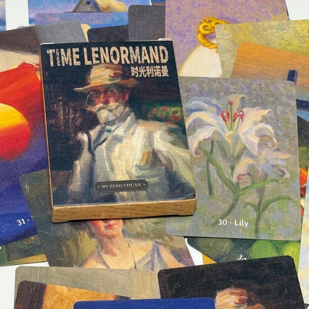 เวลา Lenormand Oracle Deck 38 ภาพวาดสีน้ํามันสไตล์การ์ดสําหรับชาย/หญิงพิเศษพิมพ์บน Double-embossed Cardstock 9x6 ซม.