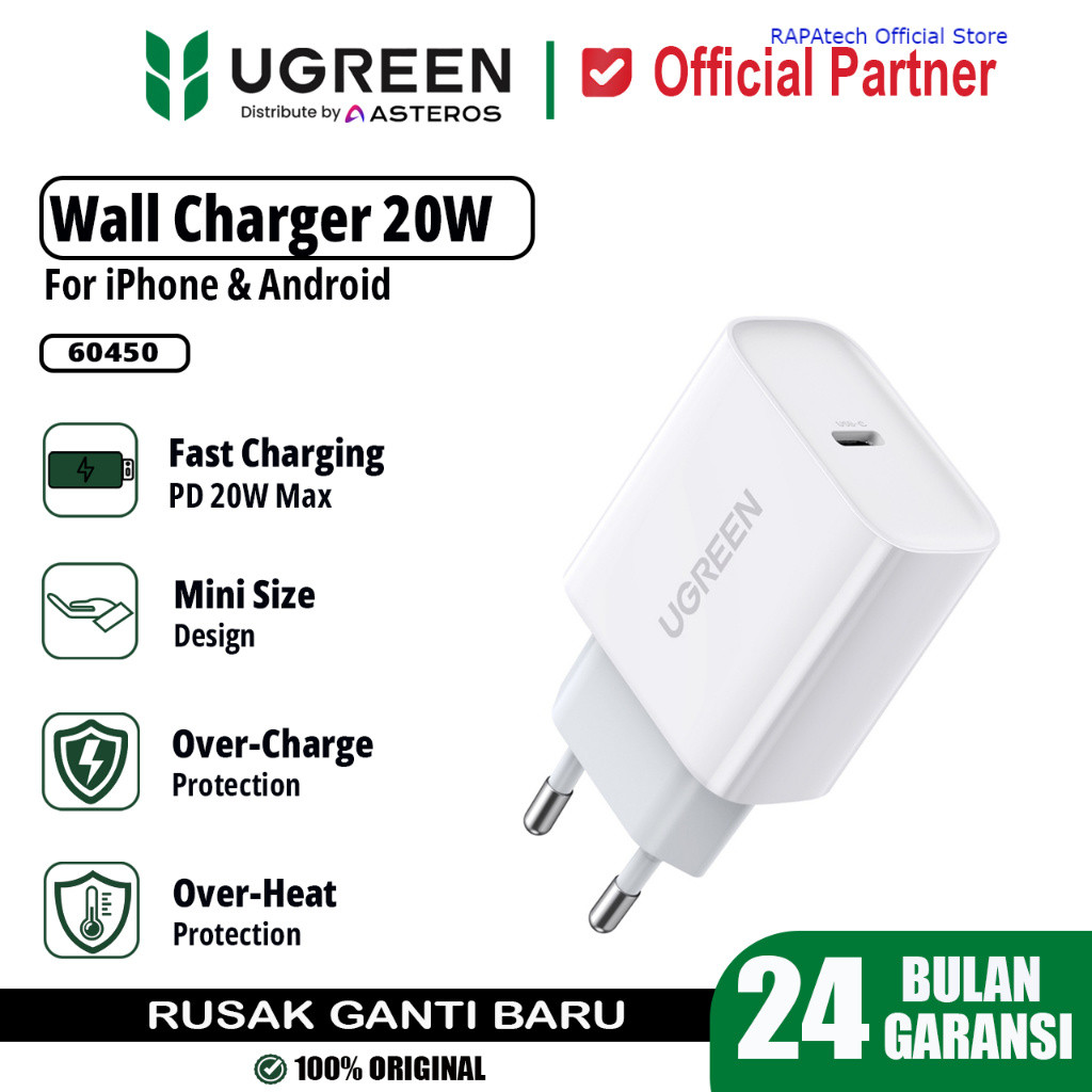 Ugreen Original 20W Fast Charging 60450 Type C อะแดปเตอร์ชาร์จหัว