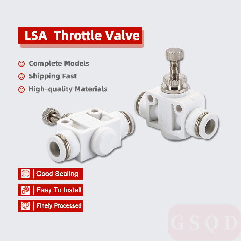นิวเมติก Trachea Air Joint Fitting LSA ท่อวาล์วปีกผีเสื้อความเร็ววาล์ว PA SA วาล์วหมุนเวียน 4 6 8 10 12 มม. Quick Plug Joint สีขาว
