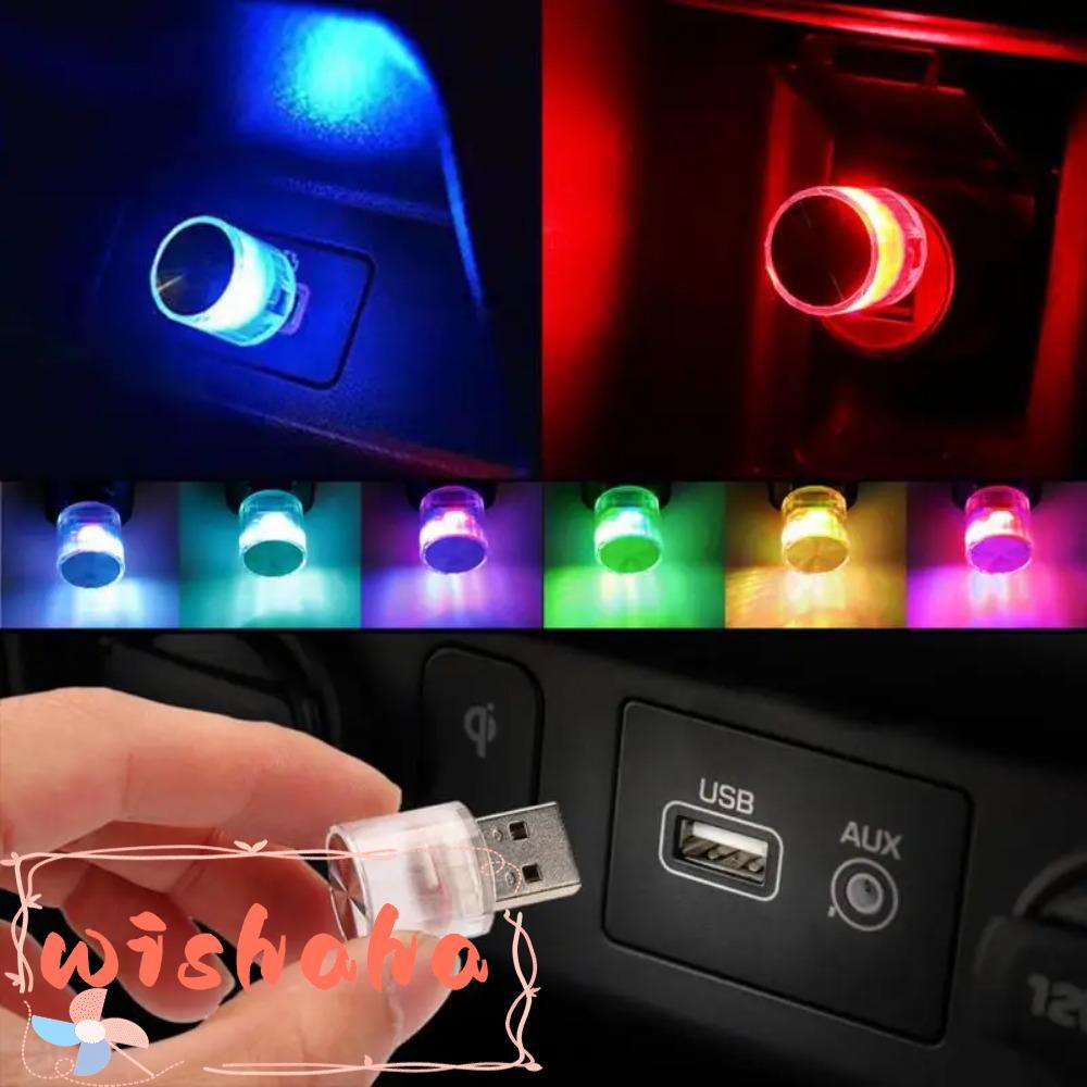 WISHAHA บรรยากาศโคมไฟ, สีสันกระพริบหลากสีรถ Ambient Light, ปลั๊ก USB แบบพกพา Play Mini Nightlight Neon