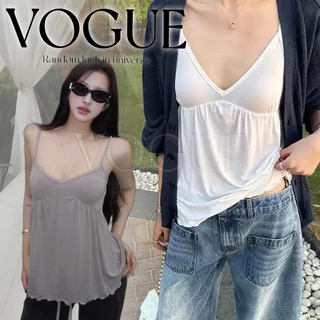 Vogue🌟พร้อมส่ง🌟 เสื้อสายเดี่ยวคอวี ดีเทลเรียบๆมี4สี ใส่สบายระบายอากาศได้ดี (FY2057)
