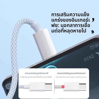 100Wสายชาร์จ สายชาร์จเร็ว type c ใช้ได้กับ Samsung OPPO สายชาร์จแบบถัก ชาร์จไว ถนอมแบต
