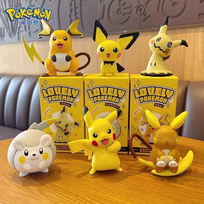 Pokémon Pokémon Pikachu Pikachu Pikachu Pokémon Mystery Chuchu เครื่องประดับรูปของเล่นตุ๊กตากล่องปริ