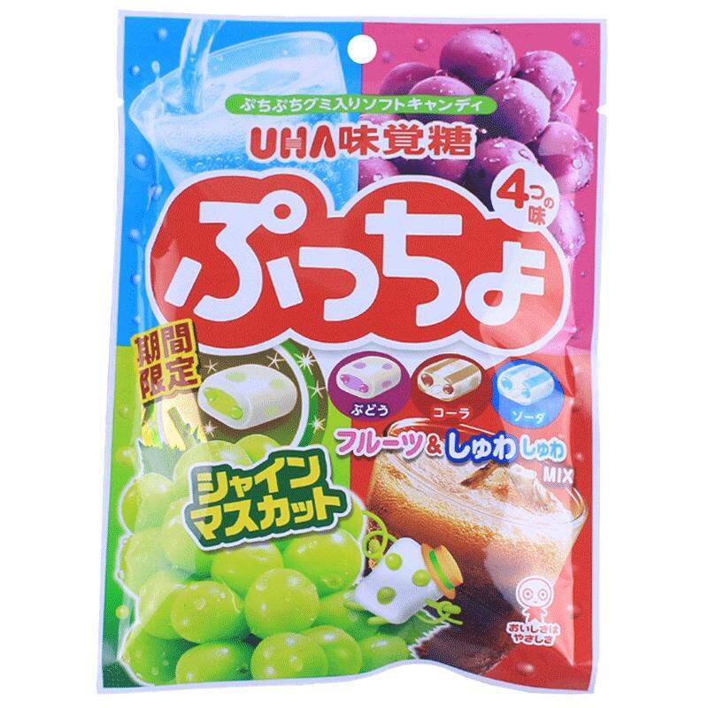 UHA Yuha ลูกอมรสโคล่าอัดลมองุ่น 4 รสชาติขนมนุ่มญี่ปุ่นนําเข้าขนมผลไม้ขนมน้ําตาลรูปหัวใจ