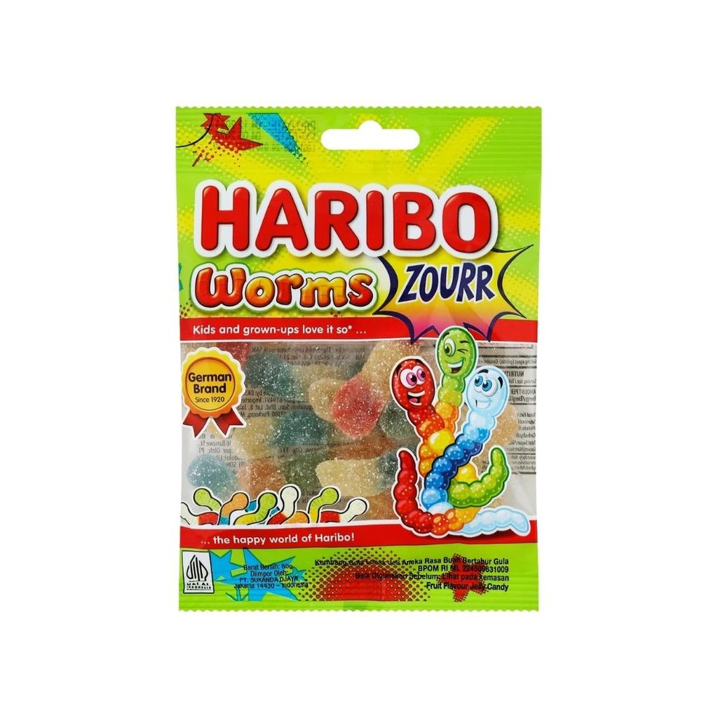 ฮาริโบ้ เวิร์มส์ซาวร์ (Haribo Worms Zourr 80g.)