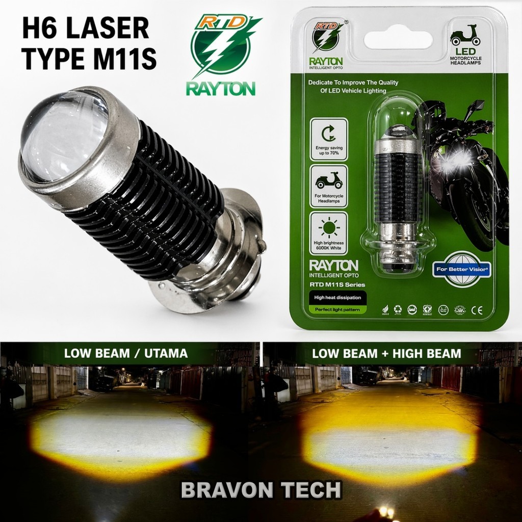RTD H6 LASER M11S อัพเกรด D3 2 สี high lo สีขาวเหลือง รับประกัน 1 ปี