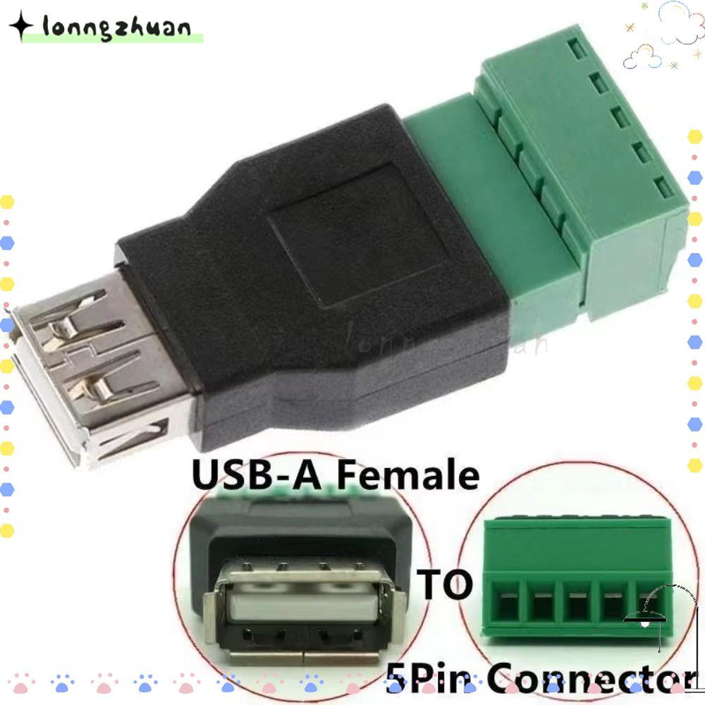 LONNGZHUAN ขั้วต่อ USB 2.0, ประเภท A อะแดปเตอร์ขั้วต่อแจ็ค USB Turn Terminal, 5 Pin Shield Screw Terminal หญิง USB ชายหญิงสําหรับคอมพิวเตอร์ทีวีคีย์บอร์ด