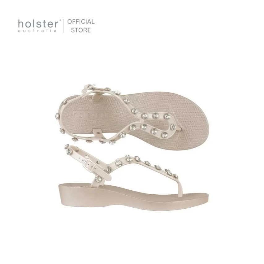Holster รองเท้าแตะรัดส้นผู้หญิง Supernova Wedge Solid สี Champagne เสริมส้น