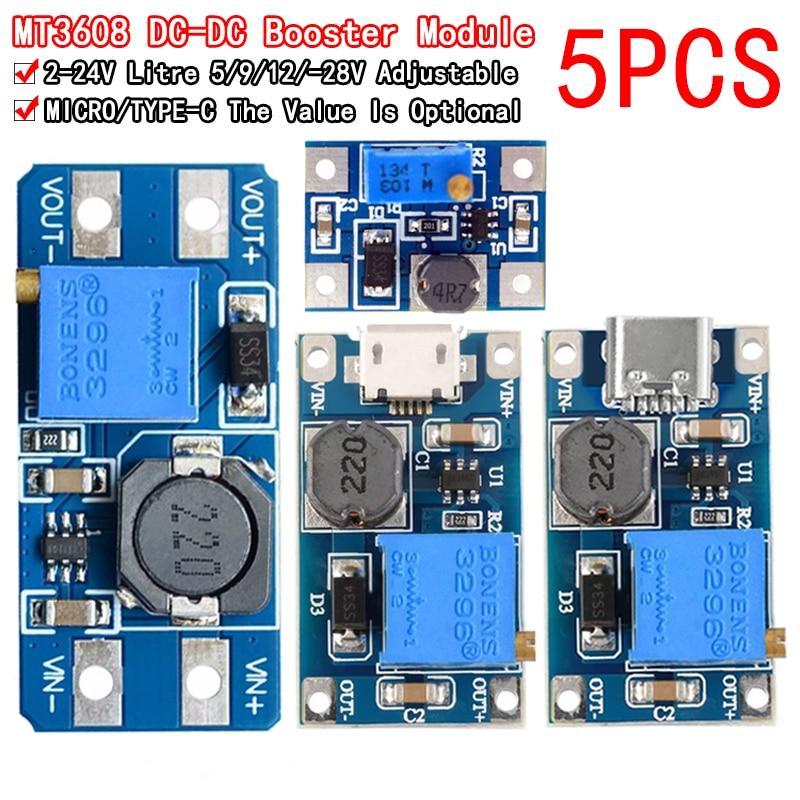 5PCS MT3608 DC-DC Step Up Converter Booster โมดูล Boost Step-up Board MAX เอาต์พุต 28