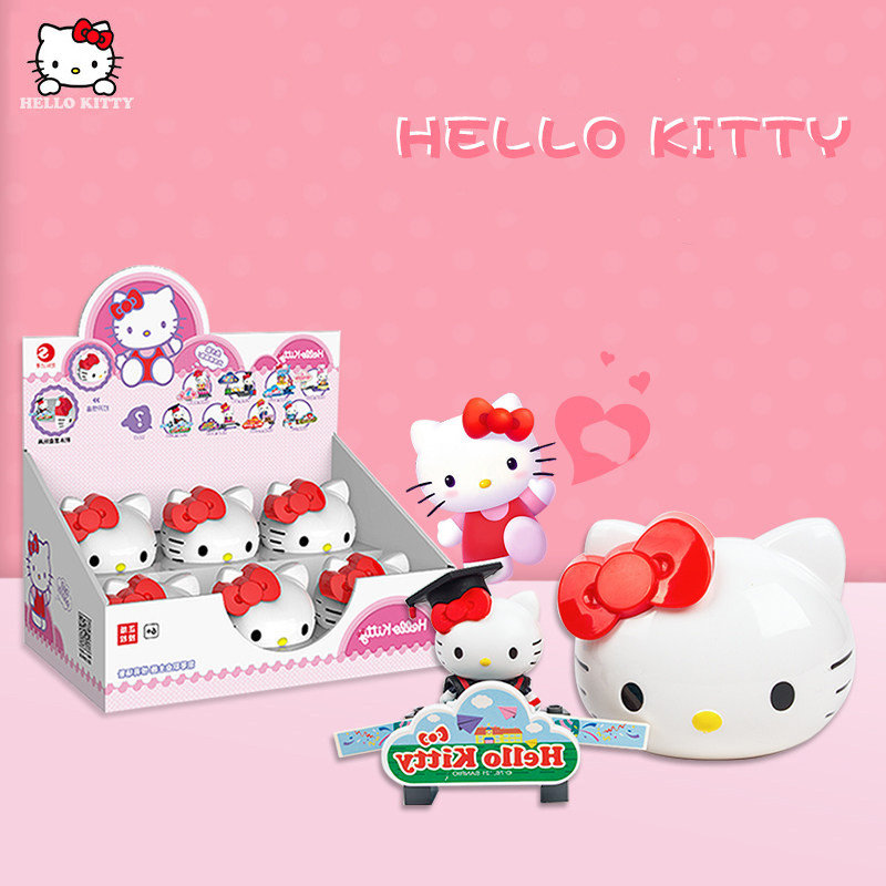 ชุดรูปปั้น Hello Kitty Mini - ดีไซน์หัวใหญ่คลาสสิก ของเล่น PVC สร้างสรรค์ สไตล์ Chibi Ra