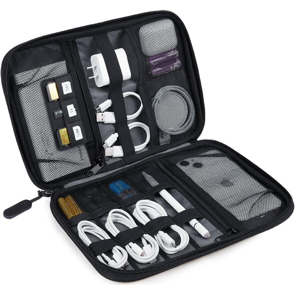 BAGARTอิเล็กทรอนิกส์ขนาดใหญ่TravelOrganizerCase,TechAccessoriesCordStorageBagforPhone,PowerBank,SDCa