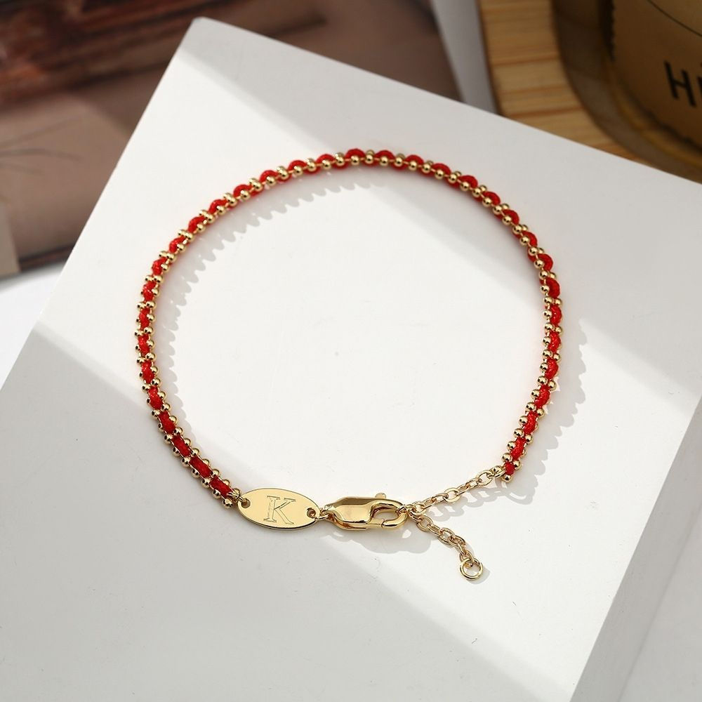 TQ~France redline Red string bracelet electroplating18K Handmade woven bracelets and anklets for goo