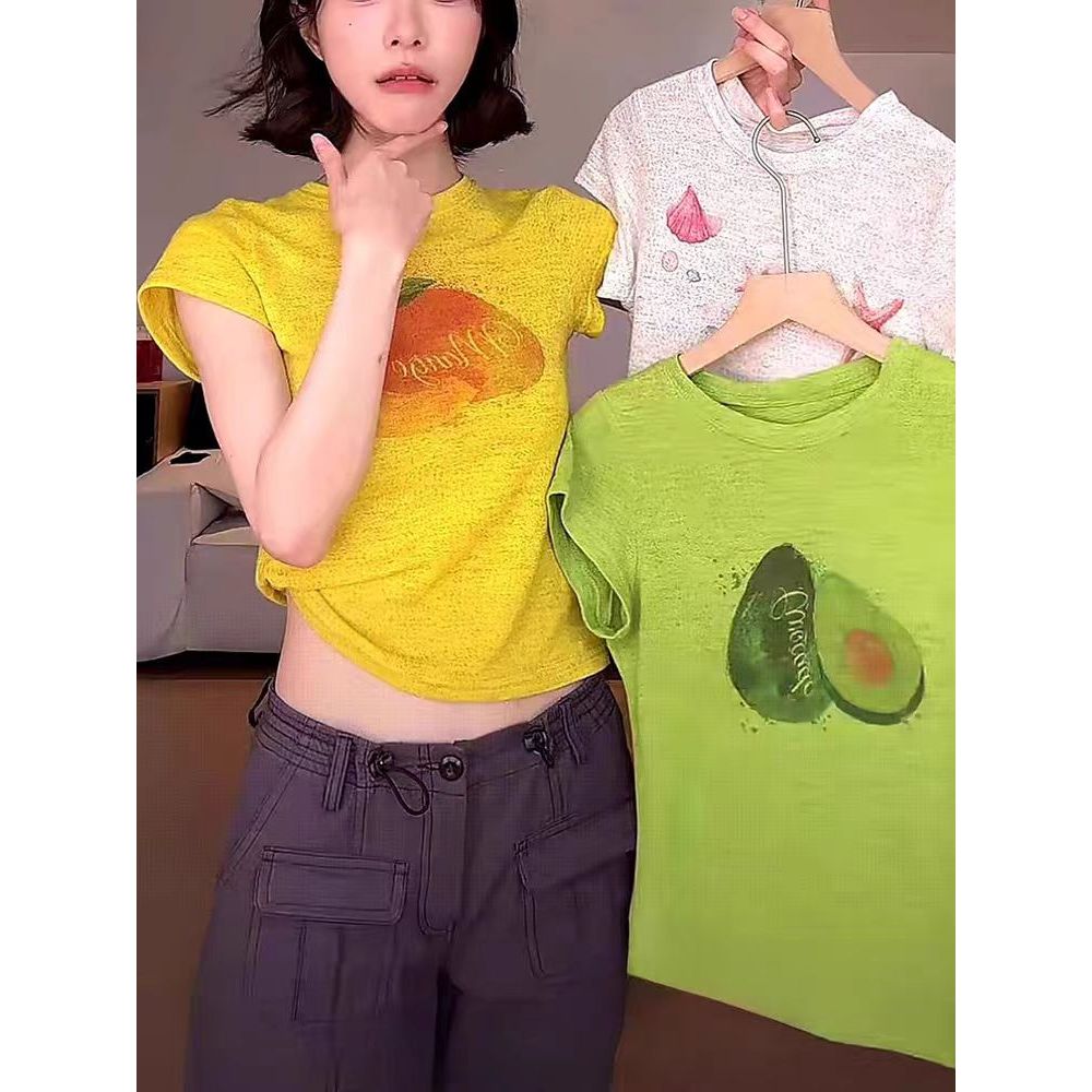 เสื้อยืดแขนสั้นผู้หญิง สไตล์เกาหลี ลายลูกเรือ ใส่สบาย อเนกประสงค์ ยอดนิยม