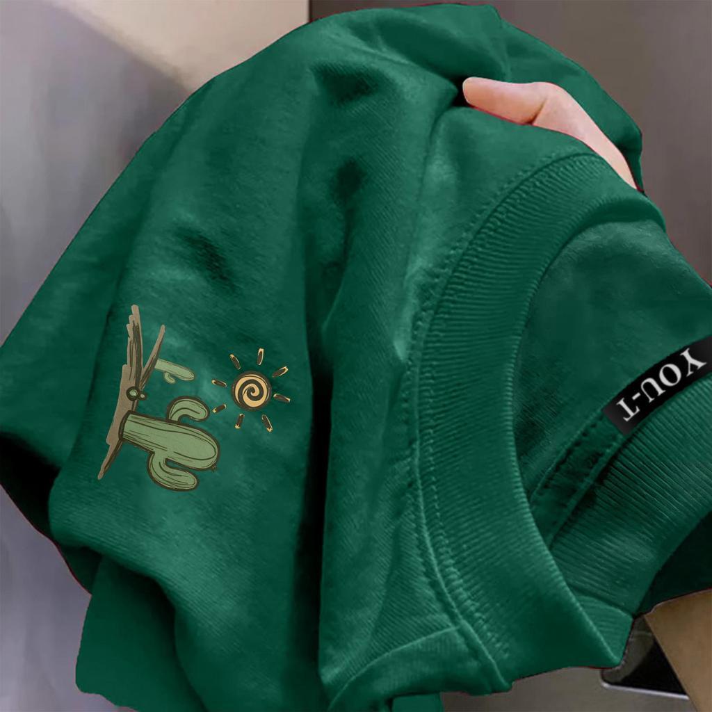 🌵ChillTee🌵เสื้อยืดคอกลม สกรีนลาย"Sunset Cactus"ผ้าCOTTONโคตรนุ่ม ไม่ต้องรีดOVERSIZEเกาหลีมินิมอลเสื้อแฟชั่น【COD】