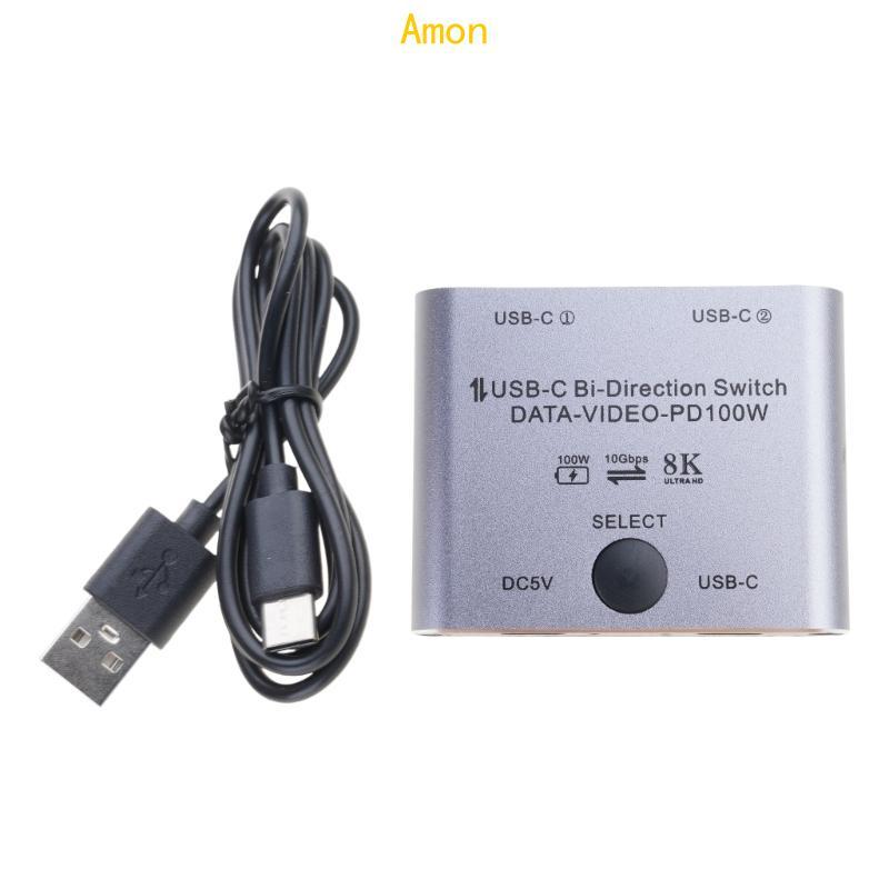 Amon BiDirectional 8K USB CSwitch Splitter สําหรับ 2จอคอมพิวเตอร์ 2 In1 Out 2in1Out