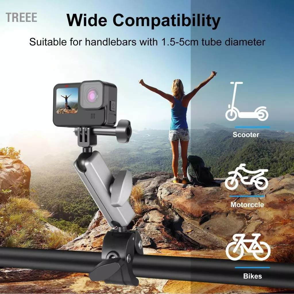 PULUZ PU867B ตัวยึดกล้องติดแฮนด์จักรยาน อะลูมิเนียม สำหรับ GoPro DJI HERO 11/10/9/8/7 Insta360 thumbnail 4