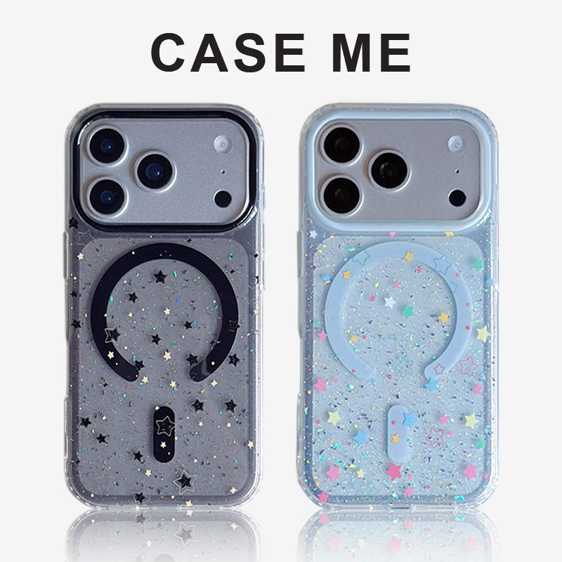 หลากสีรูปดาวGlitterสีทึบโปร่งแสงแม่เหล็กเคสโทรศัพท์สําหรับiPhone 13 14 15 16 17 Pro Max iPhone17airสกปรกทนต่อการตกIMDปกหลังเชลล์