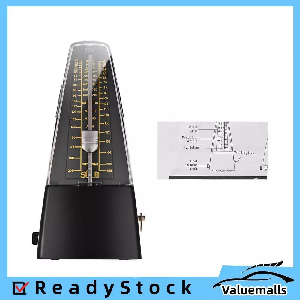 Valuemalls Valuemalls Standard Universal Mechanical Metronome วัสดุ ABS สำหรับกีตาร์ไวโอลินเปียโนเบสกลองเครื่องดนตรีเครื่องมือฝึกหัดเริ่มต้น