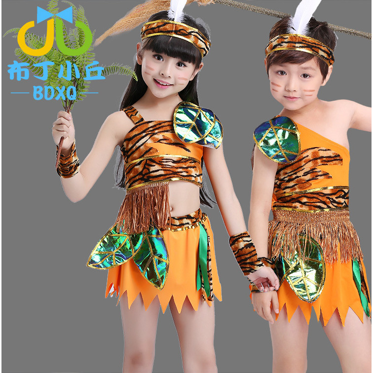 Dawang Savage Indian Costume ชุดแสดงและเต้นรำสำหรับเด็ก ขนาด 4.29