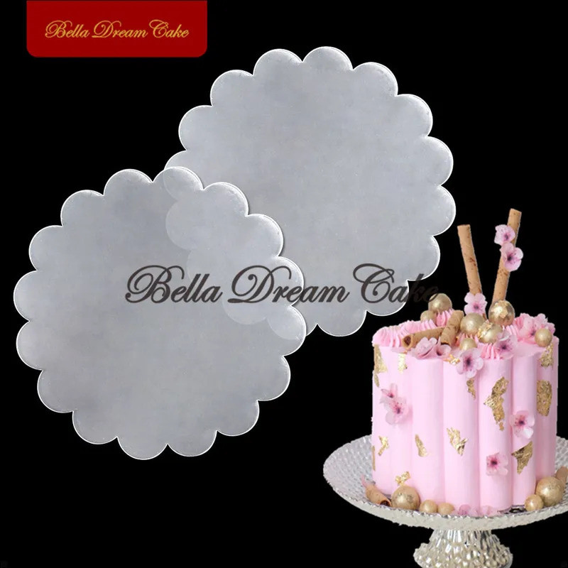2pcs/set Round Flower Shaped Clear Acrylic Cake Disks DIY Cream Smoothing Tray Wedding Cake Board Ca
